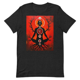 Mystical Meditation Red on Black Unisex t-shirt