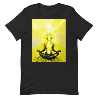 Mystical Meditative Yellow on Black Unisex t-shirt