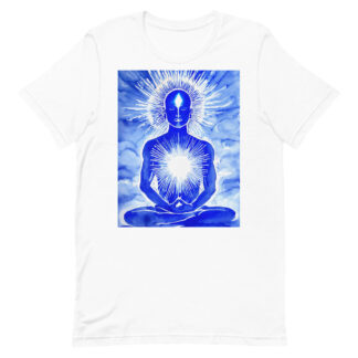 Mystical Meditative Blue on White Unisex t-shirt